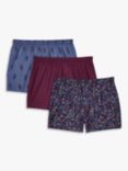 John Lewis Organic Cotton Feather Paisley Print Boxers, Pack of 3, Blue Multi