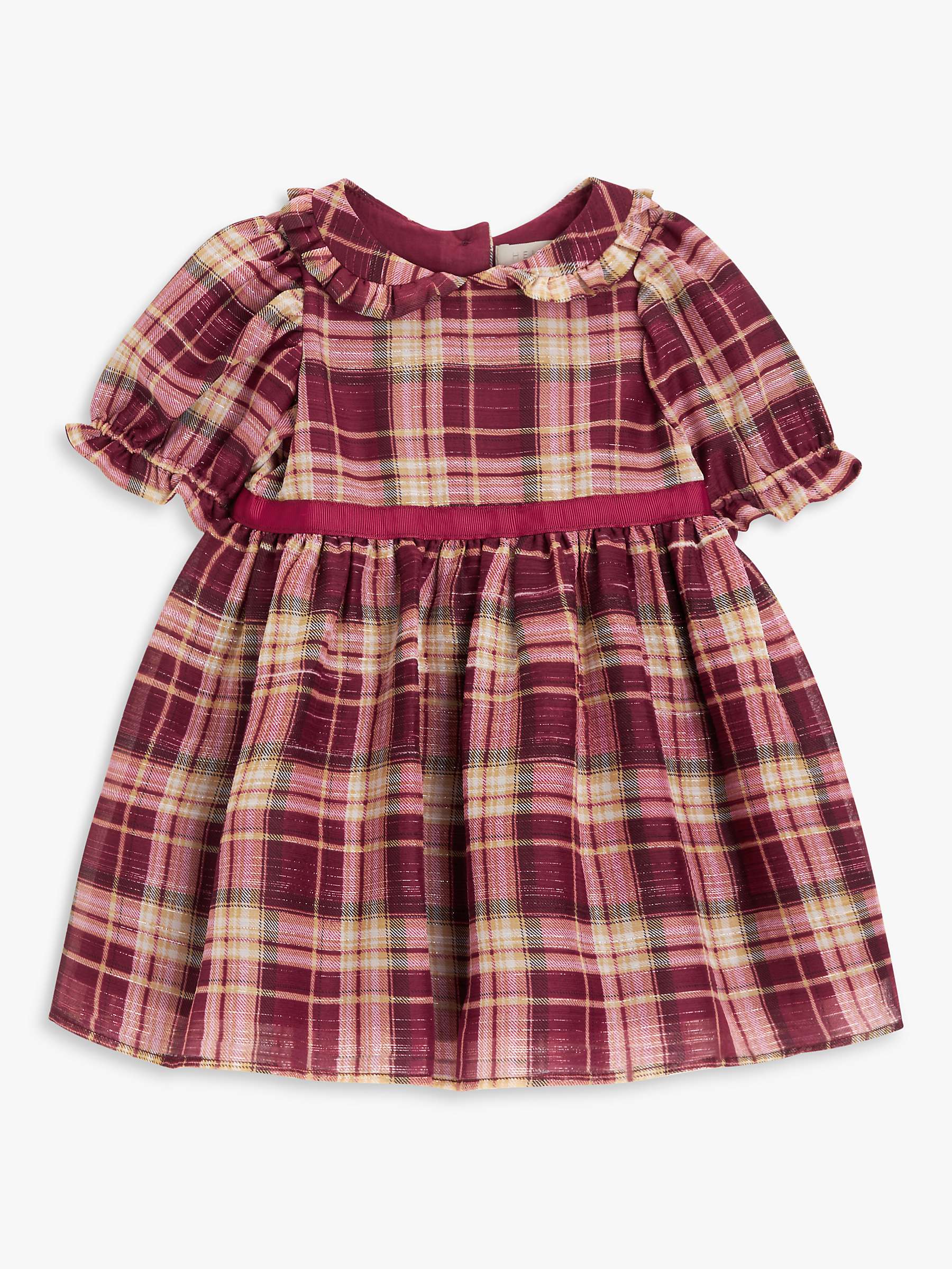 Buy John Lewis Heirloom Collection Baby Metallic Check Dress, Berry Online at johnlewis.com
