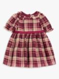 John Lewis Heirloom Collection Baby Metallic Check Dress, Berry