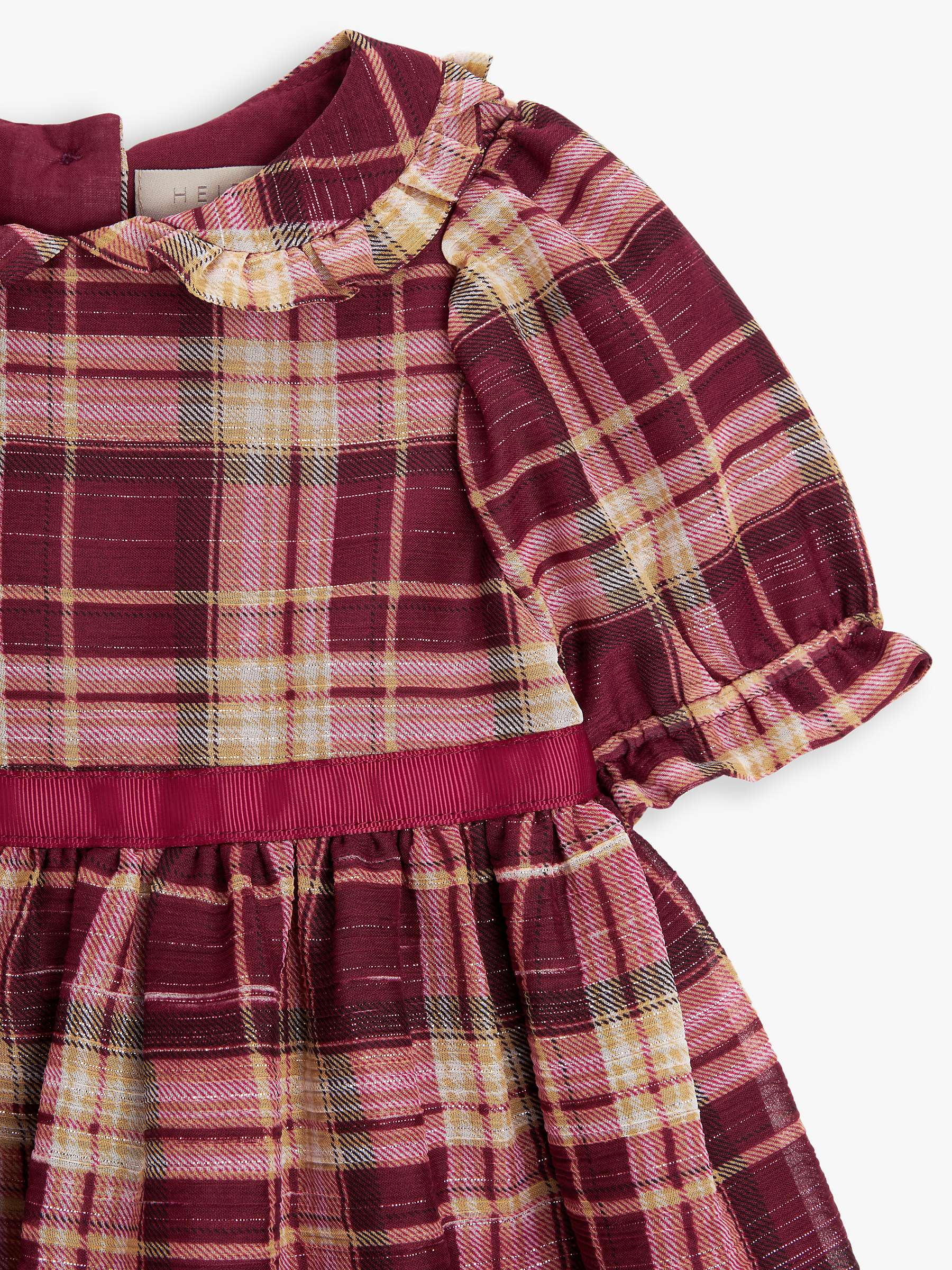 Buy John Lewis Heirloom Collection Baby Metallic Check Dress, Berry Online at johnlewis.com