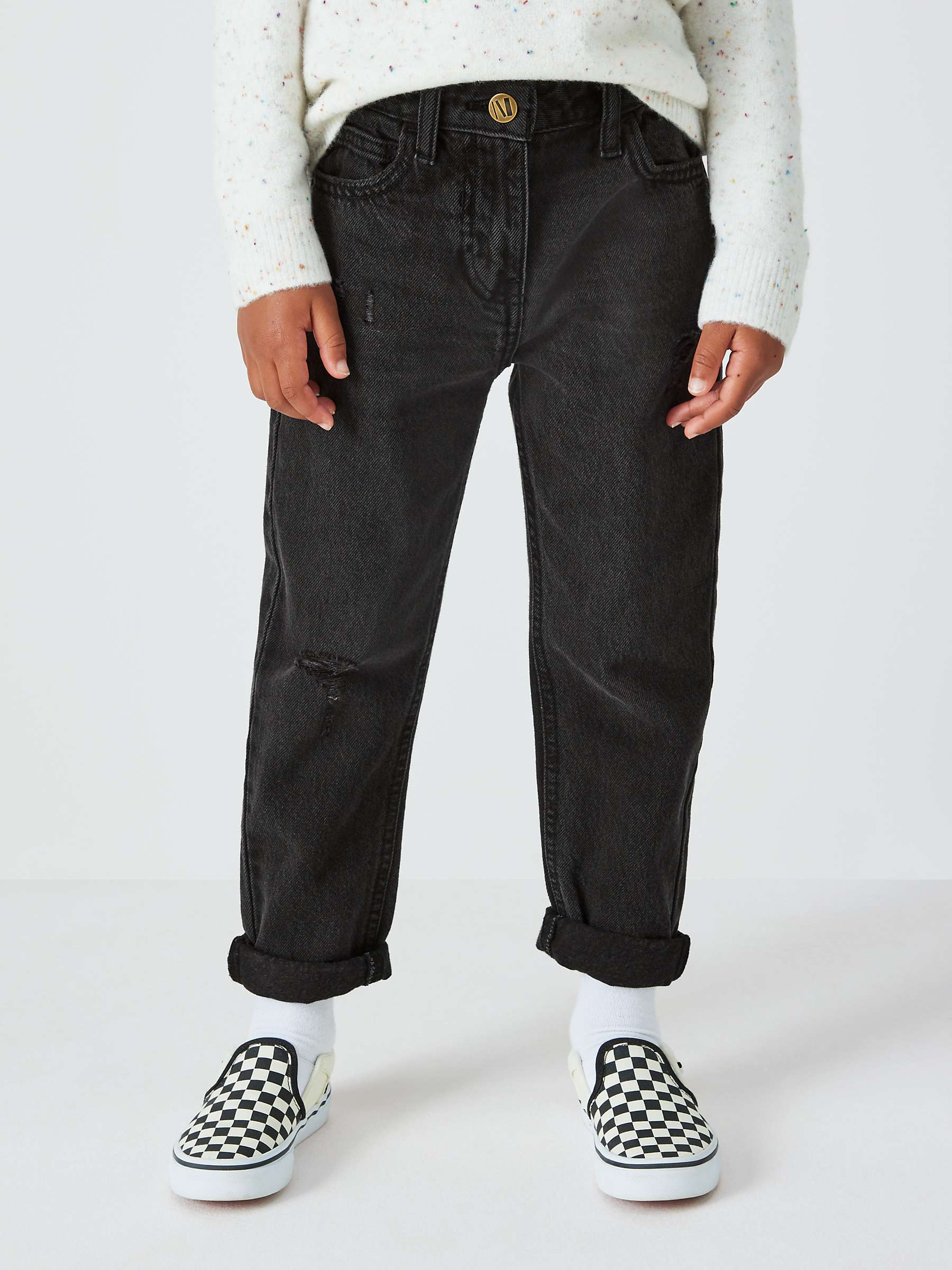 Buy John Lewis Girl's Wide Leg Mom Jeans, Black/Grey Online at johnlewis.com