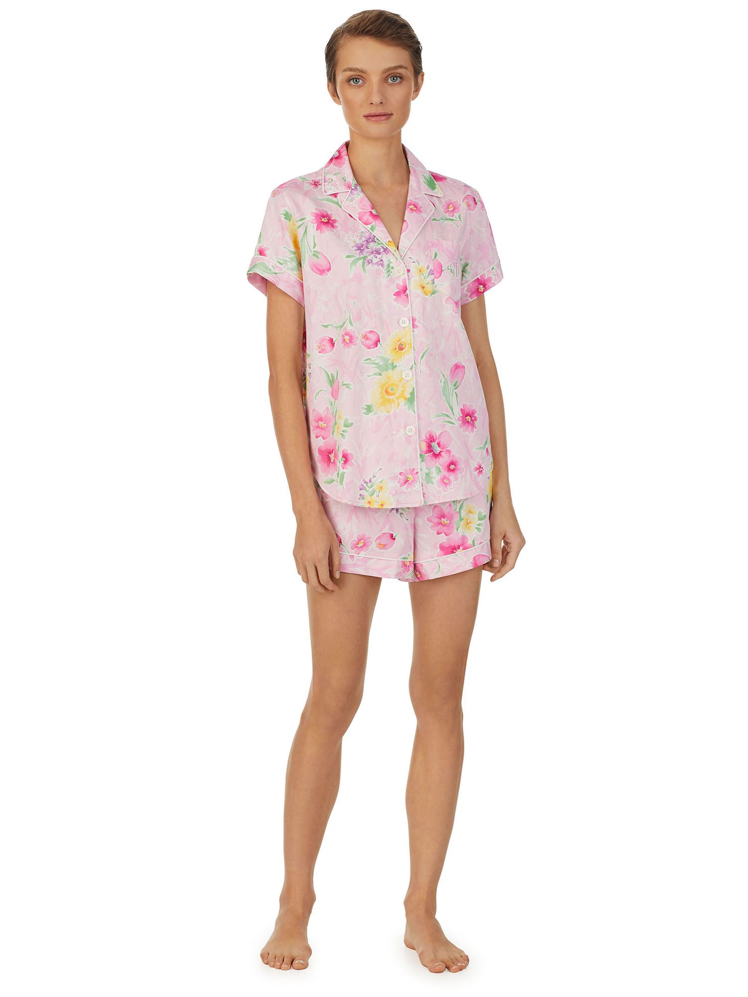 Lauren Ralph Lauren Floral Shorts Pyjamas, Pink/Multi