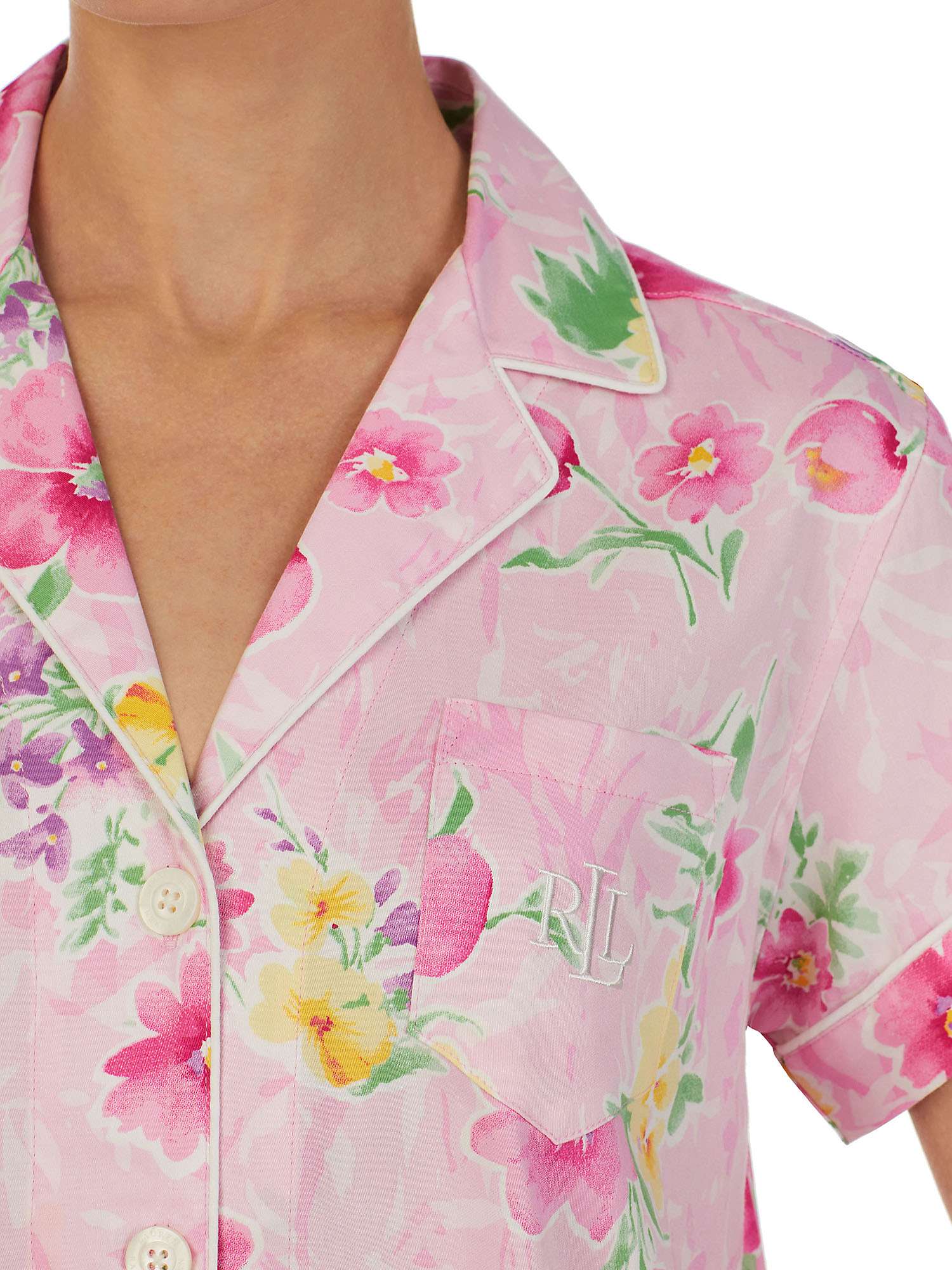 Lauren Ralph Lauren Floral Shorts Pyjamas, Pink/Multi at John Lewis ...