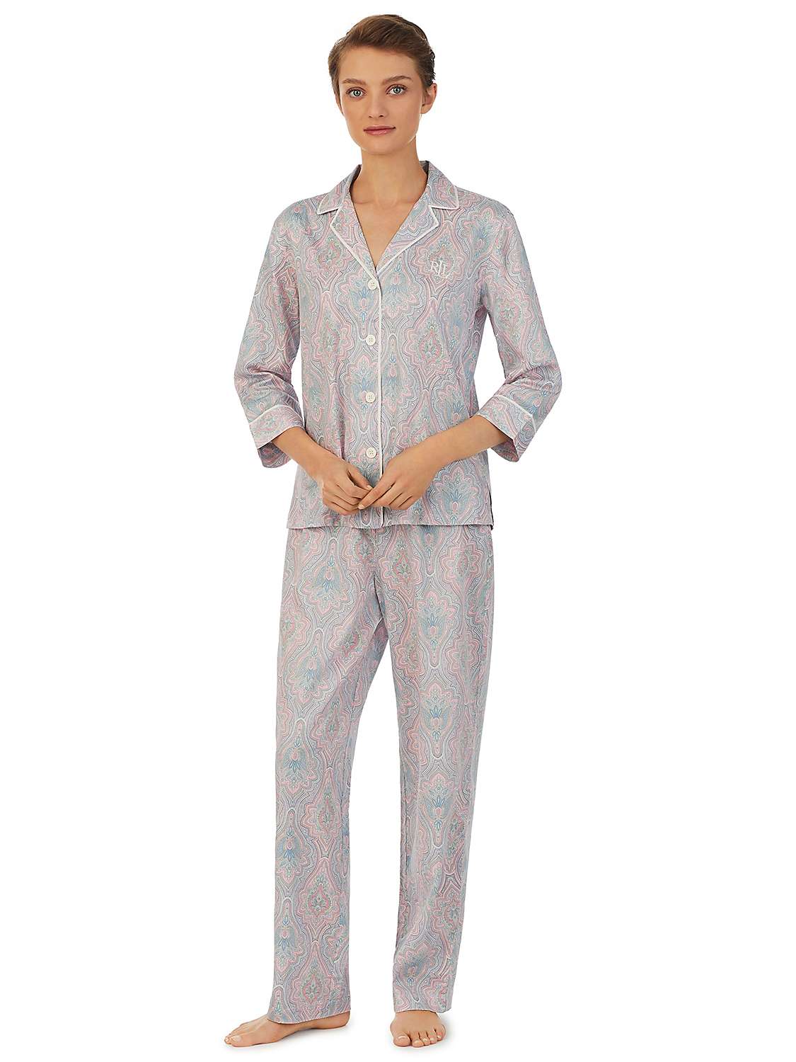 Buy Lauren Ralph Lauren 3/4 Sleeve Paisley Print Pyjamas, Pink/Multi Online at johnlewis.com