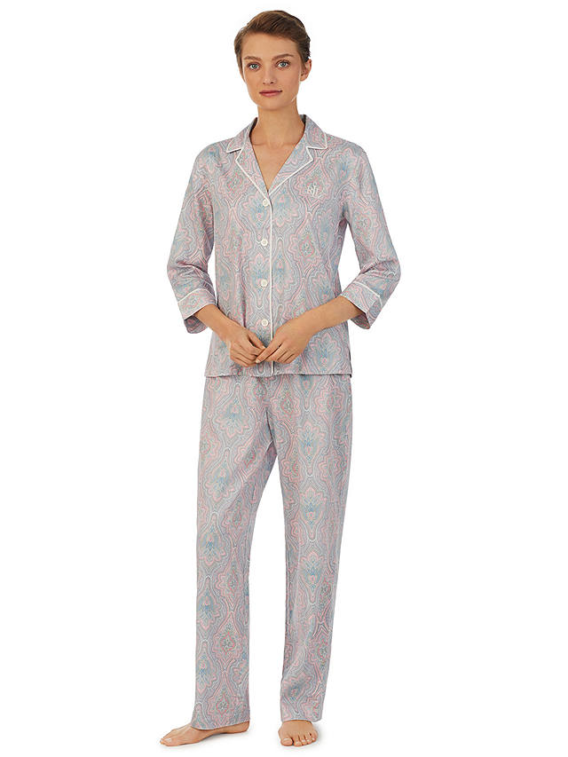 Lauren Ralph Lauren 3/4 Sleeve Paisley Print Pyjamas, Pink/Multi