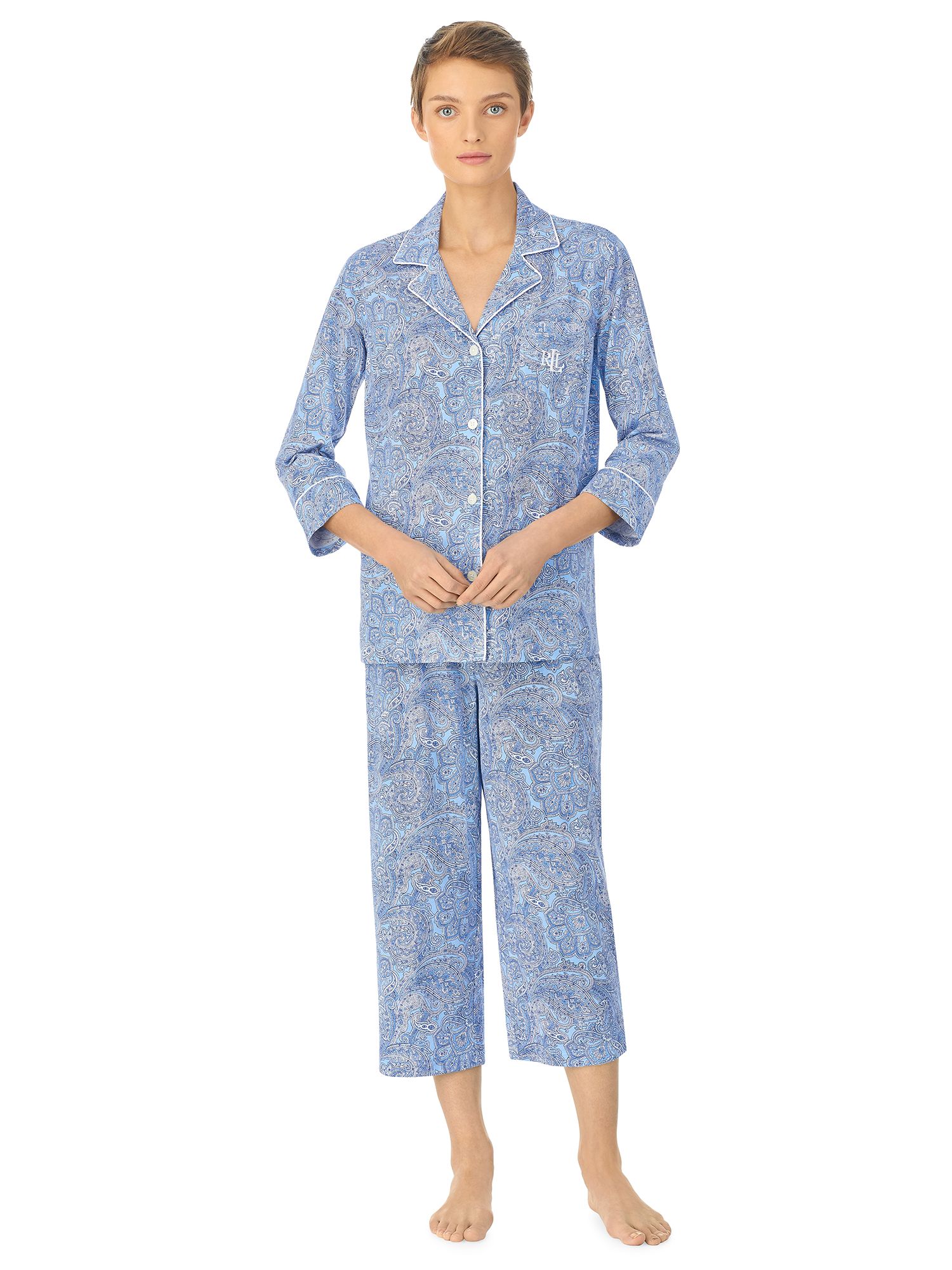 Lauren Ralph Lauren Capri Spot Pyjama Set, Navy