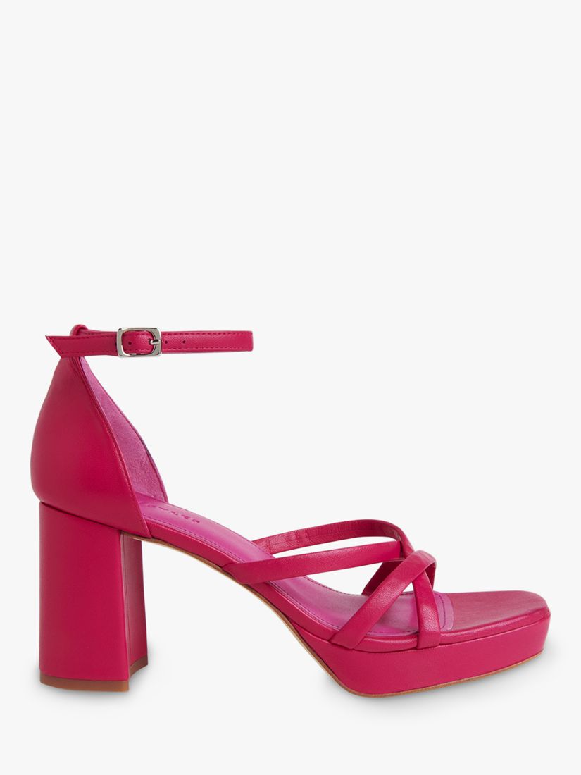 Whistles Selene Block Heel Platform Sandals, Pink at John Lewis & Partners