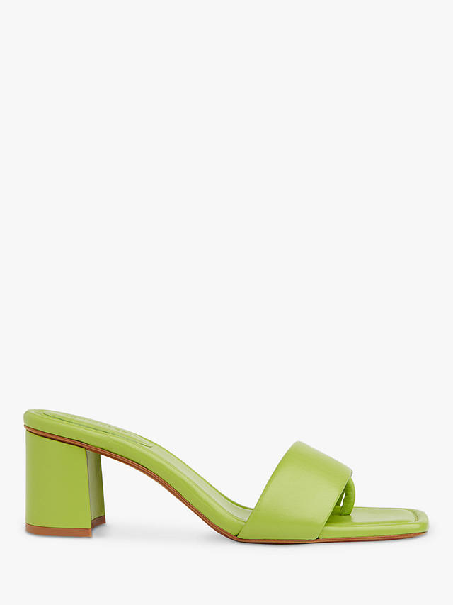 Whistles Marie Slip On Leather Heeled Sandals, Green