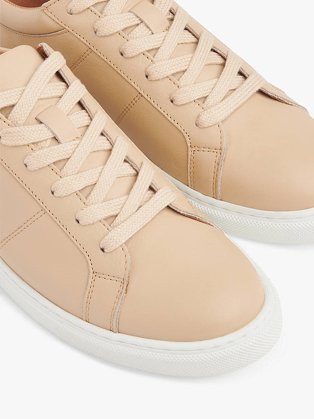 Whistles Koki Lace Up Low Top Leather Trainers, Neutral