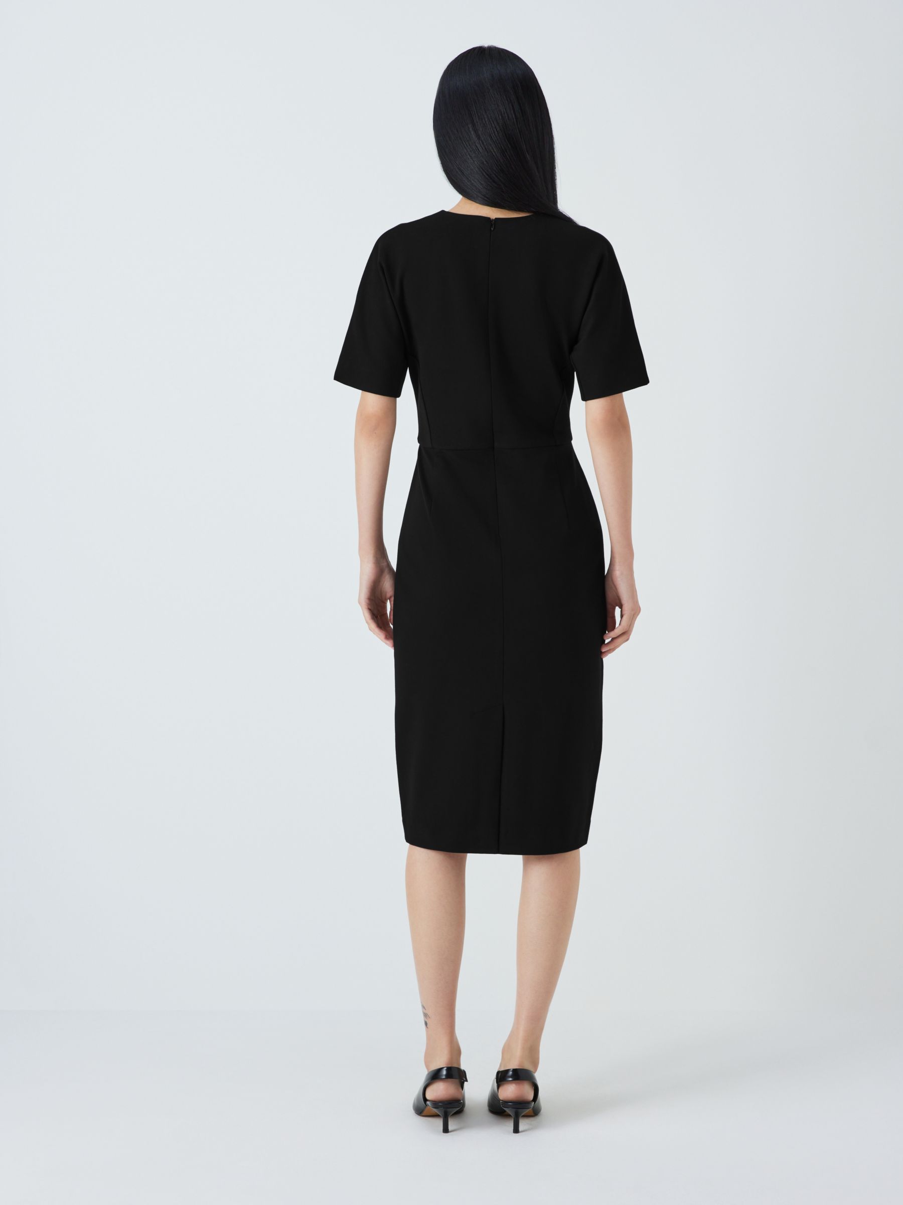 John Lewis Taylor Ponte Short Sleeve Dress, Black, 8