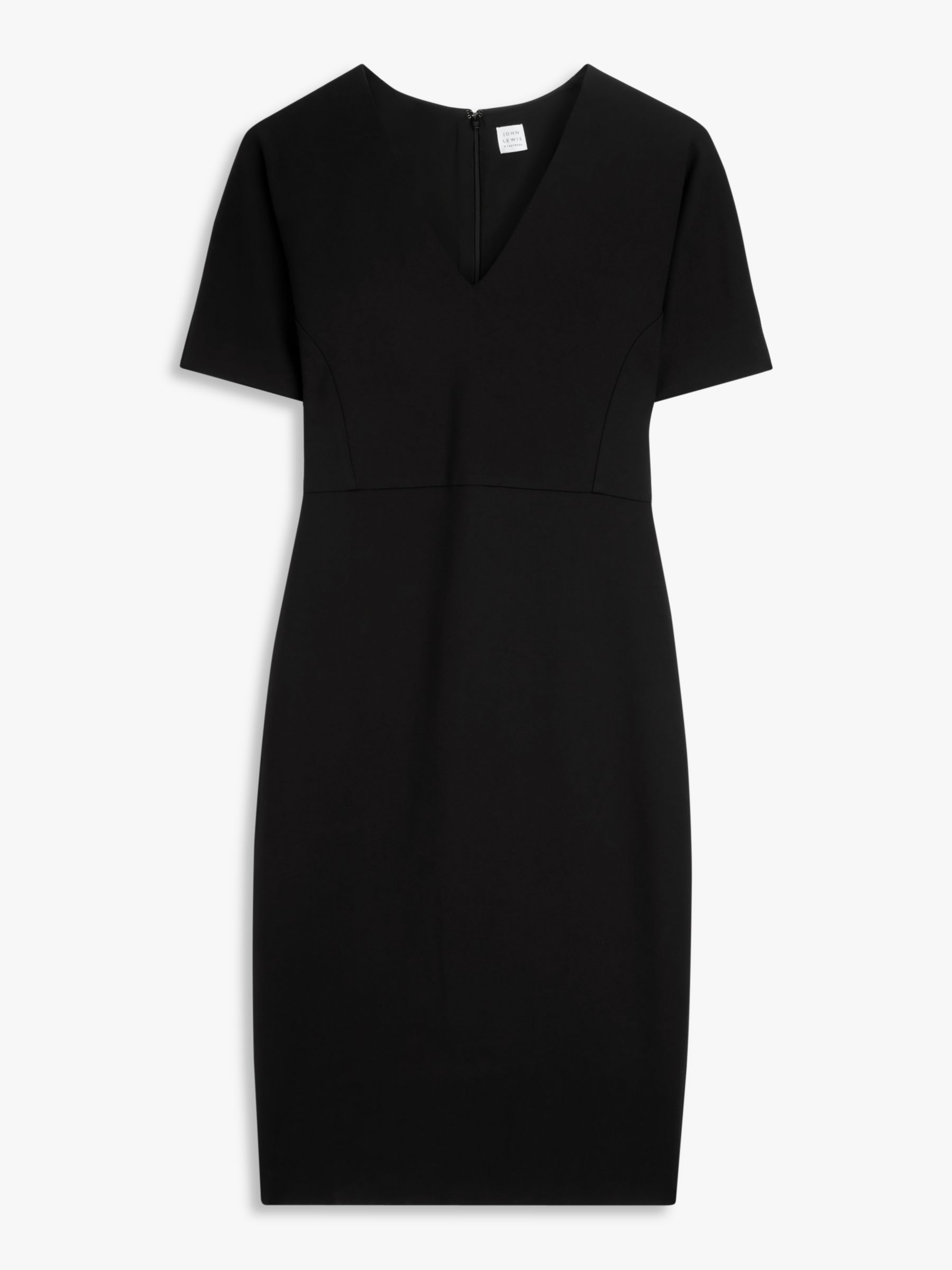 John Lewis Taylor Ponte Short Sleeve Dress, Black at John Lewis & Partners