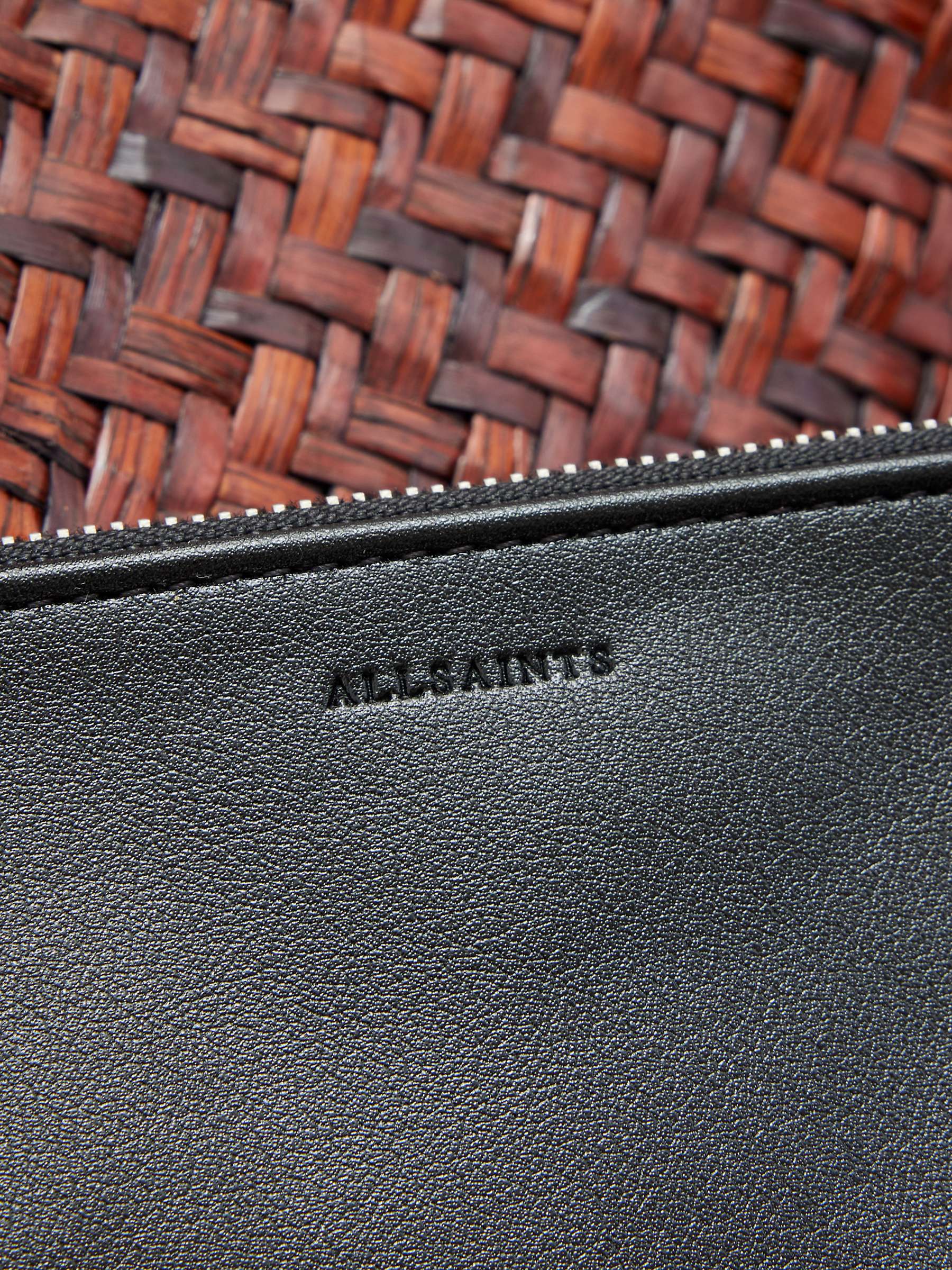 AllSaints Allington Straw Tote Bag, Peat Brown at John Lewis & Partners