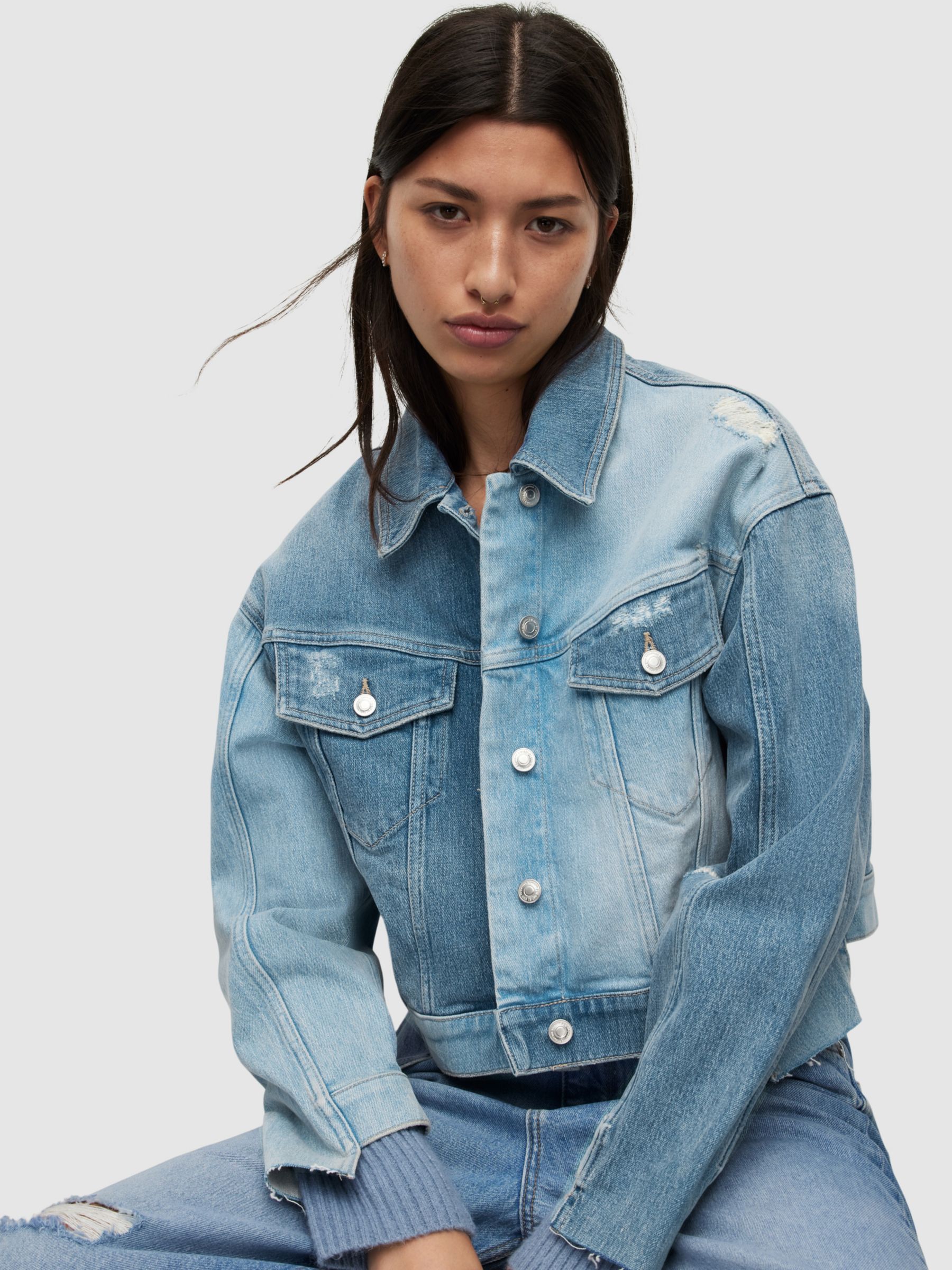 Pockets For Women - AllSaints Beth Patch Denim Jacket