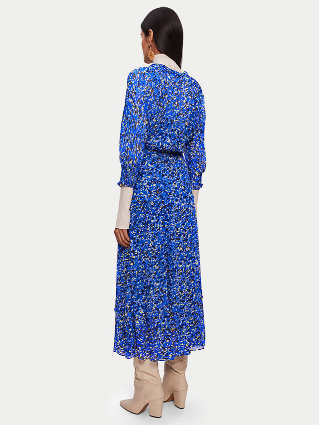 Jigsaw Crinkle Brushwork Midi Dress, Blue at John Lewis & Partners