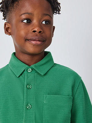 John Lewis Kids' Plain Patch Pocket Polo Shirt, Green