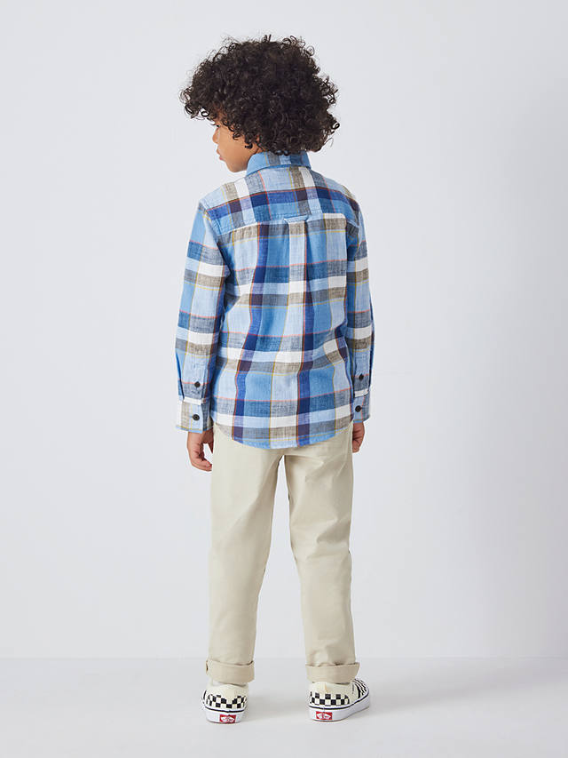 John Lewis Kids' Plaid Check Long Sleeve Shirt, Blue