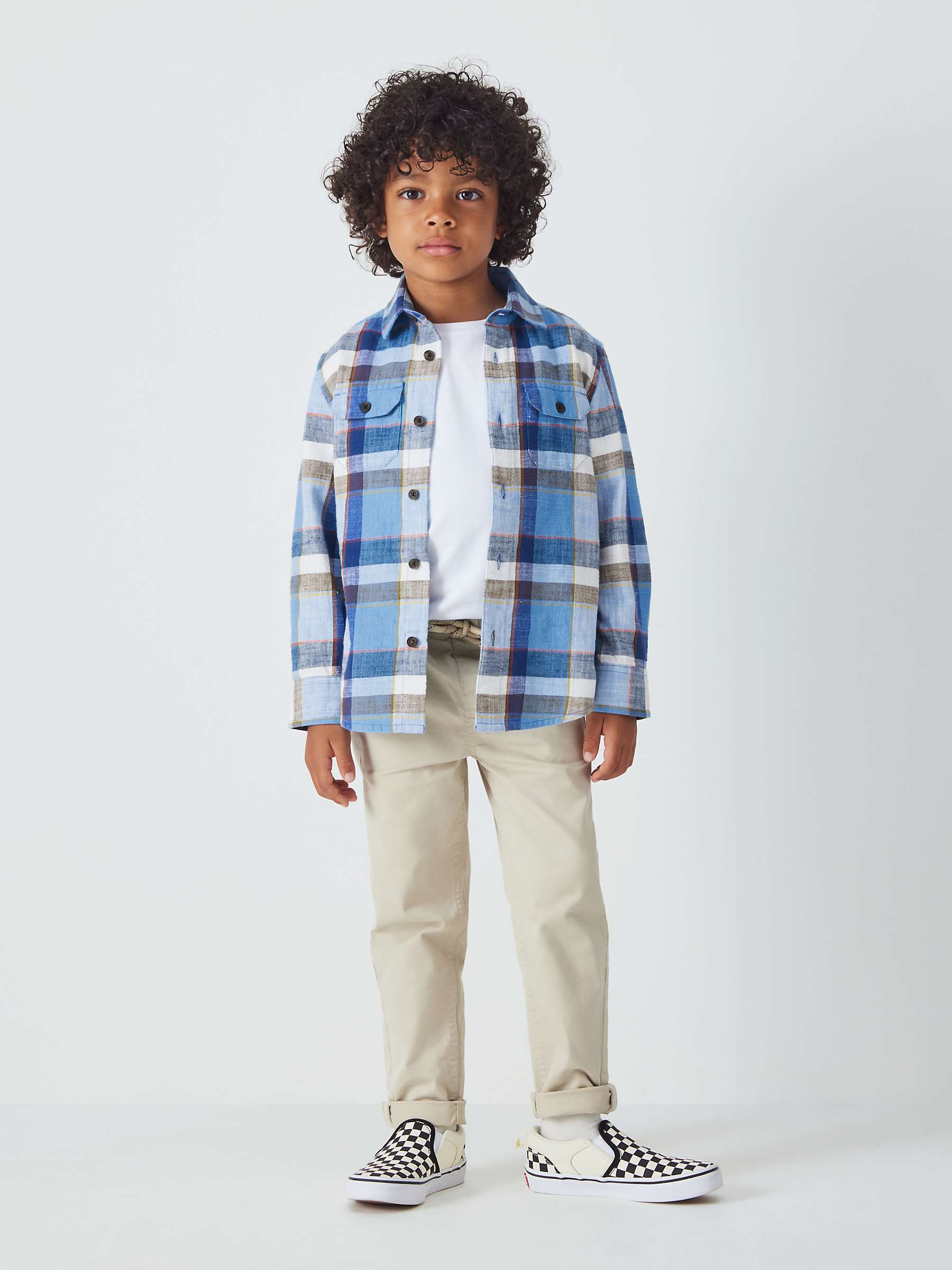 Buy John Lewis Kids' Plaid Check Long Sleeve Shirt, Blue Online at johnlewis.com