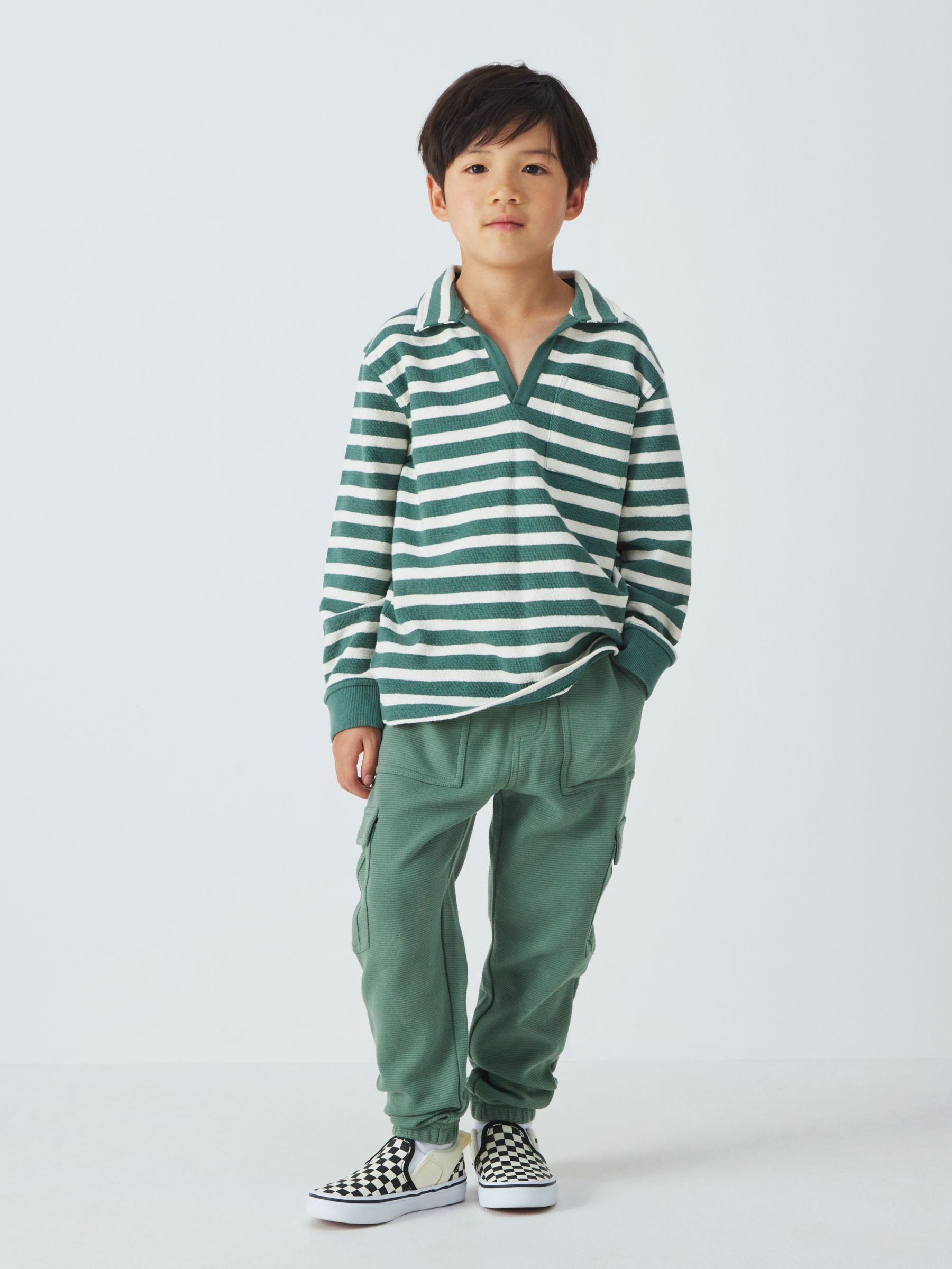 John Lewis Kids' Plain Utility Ottoman Joggers, Green, 2 years