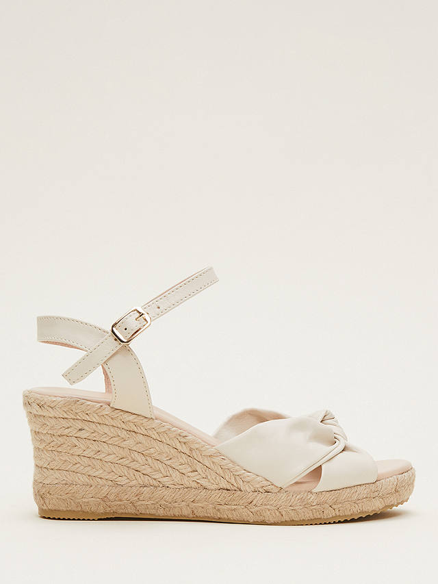 Phase Eight Leather Knot Front Espadrille Shoes, Ivory