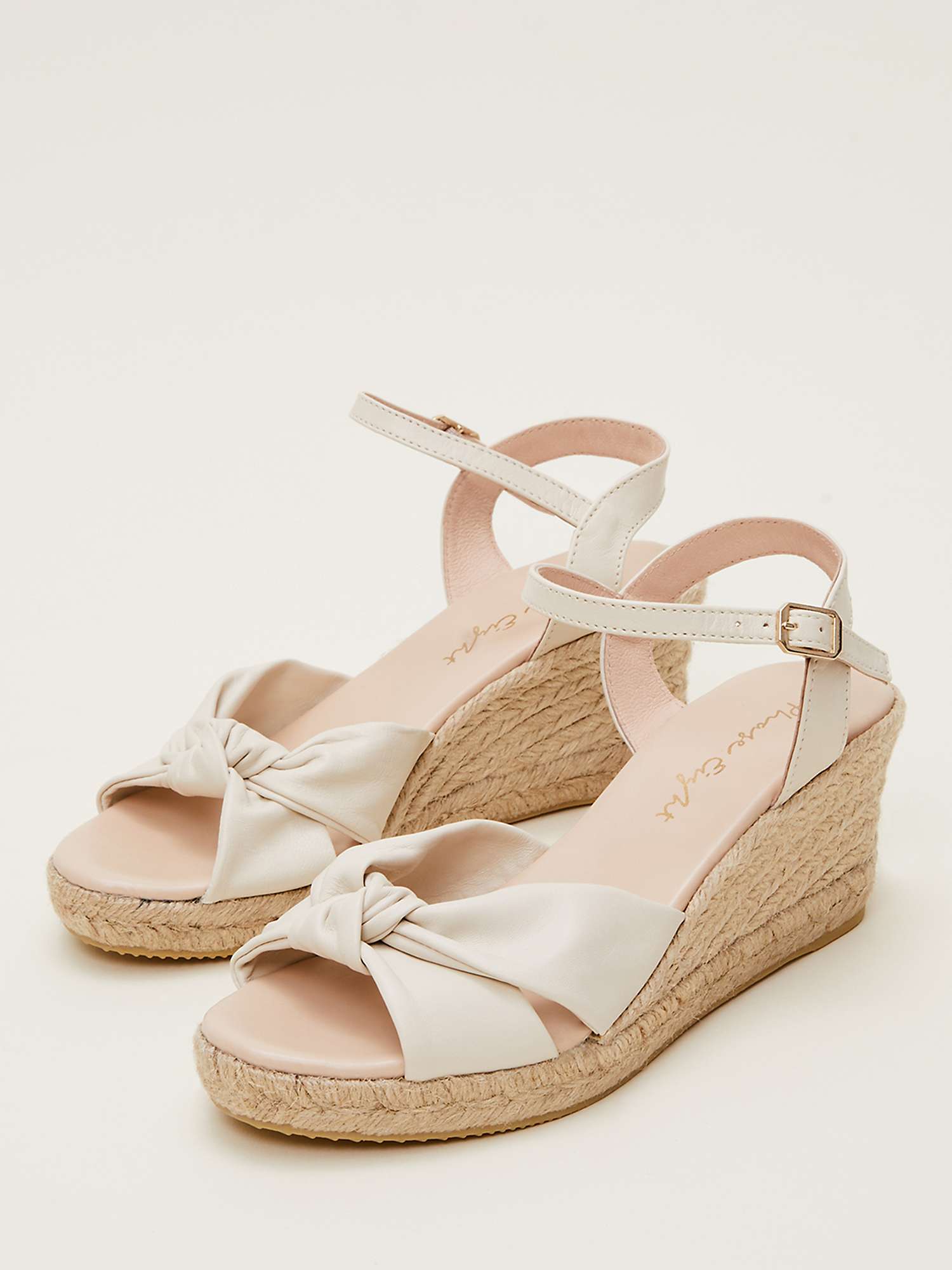 Phase Eight Leather Knot Front Espadrille Shoes, Ivory at John Lewis ...