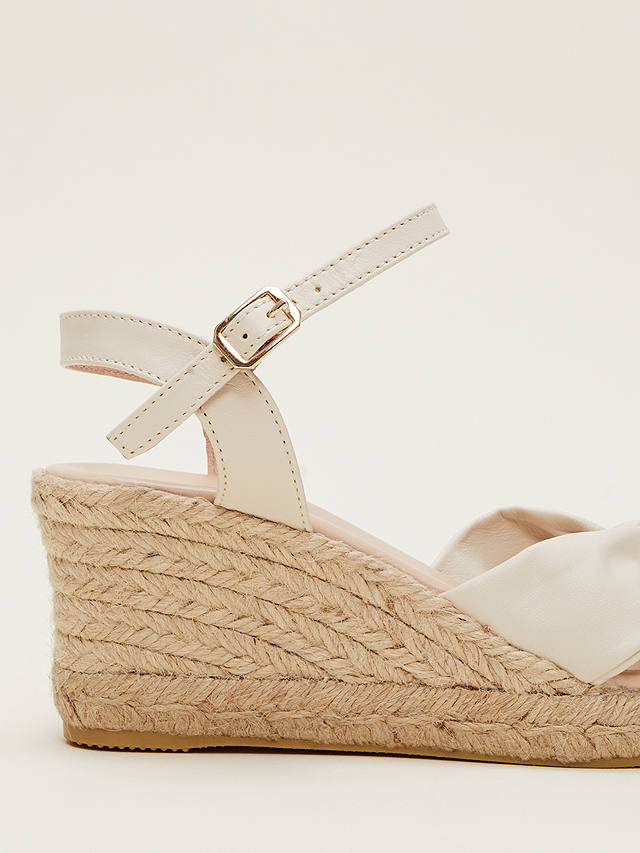 Phase Eight Leather Knot Front Espadrille Shoes, Ivory