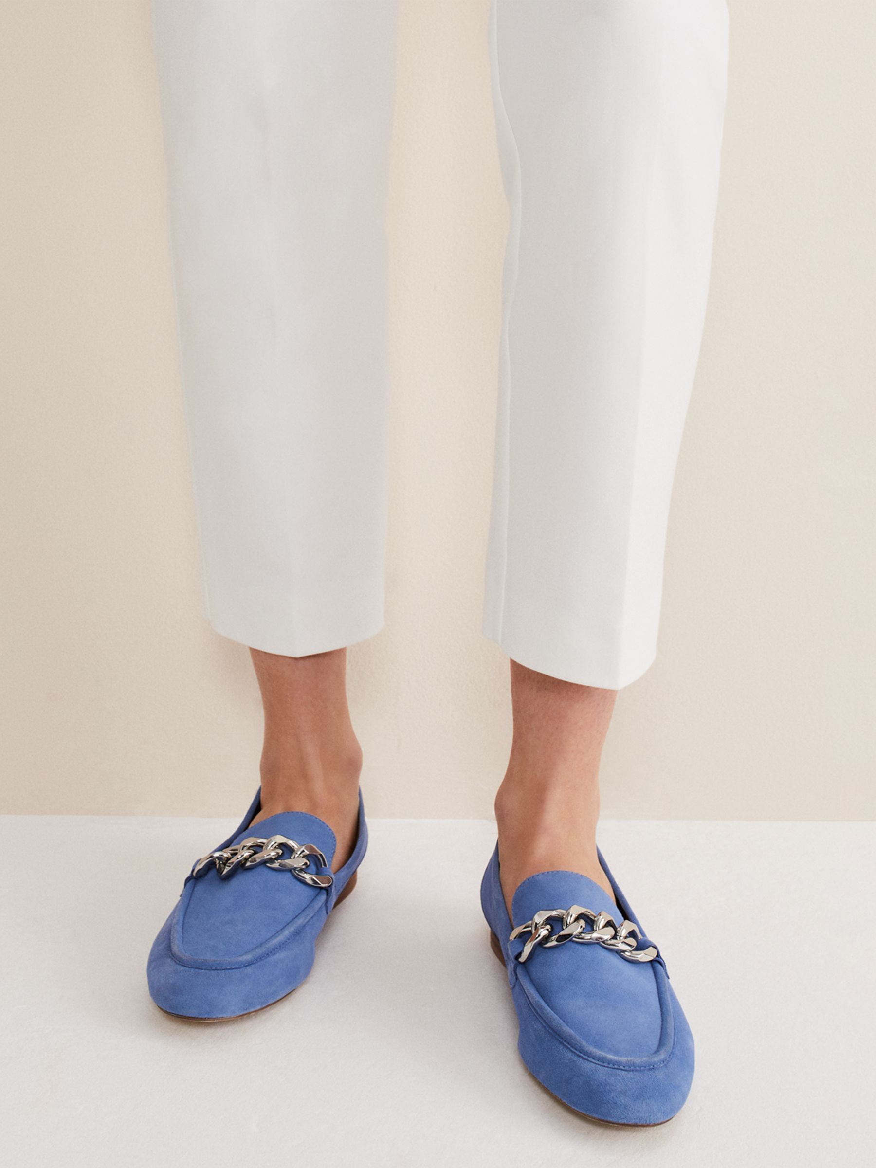 Phase Eight Chain Detail Loafer Shoes, Blue at John Lewis & Partners