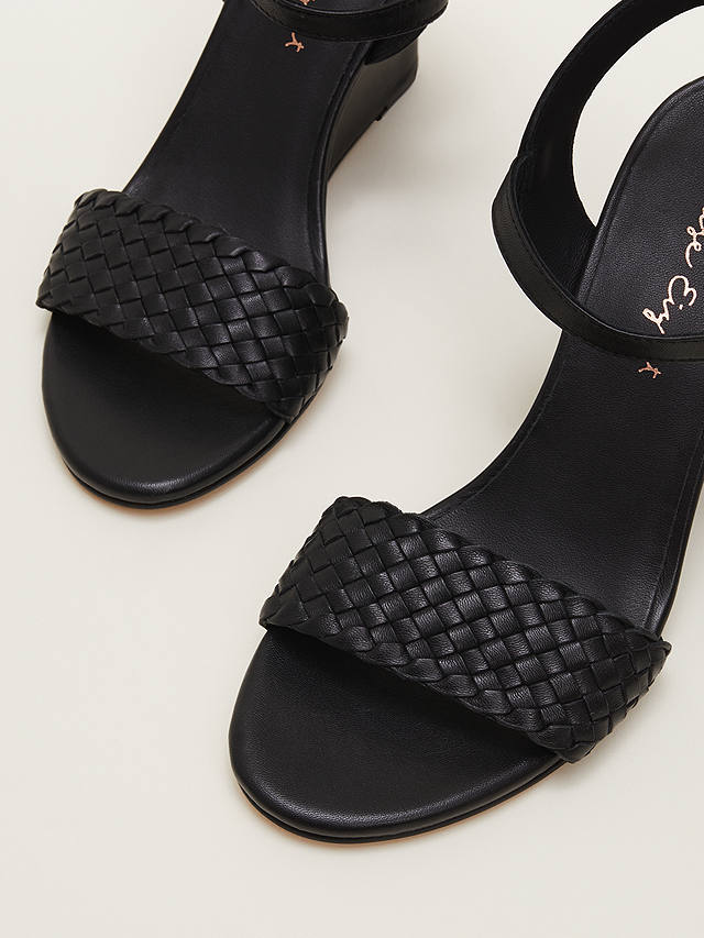 Phase Eight Leather Plait Strap Sandals, Black