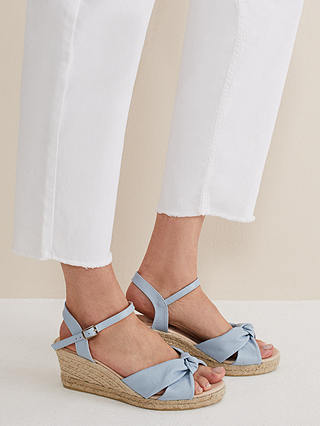 Phase Eight Leather Knot Front Espadrille Shoes, Cornflower