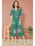 Mela London Mela Floral Print Culotte Jumpsuit, Green