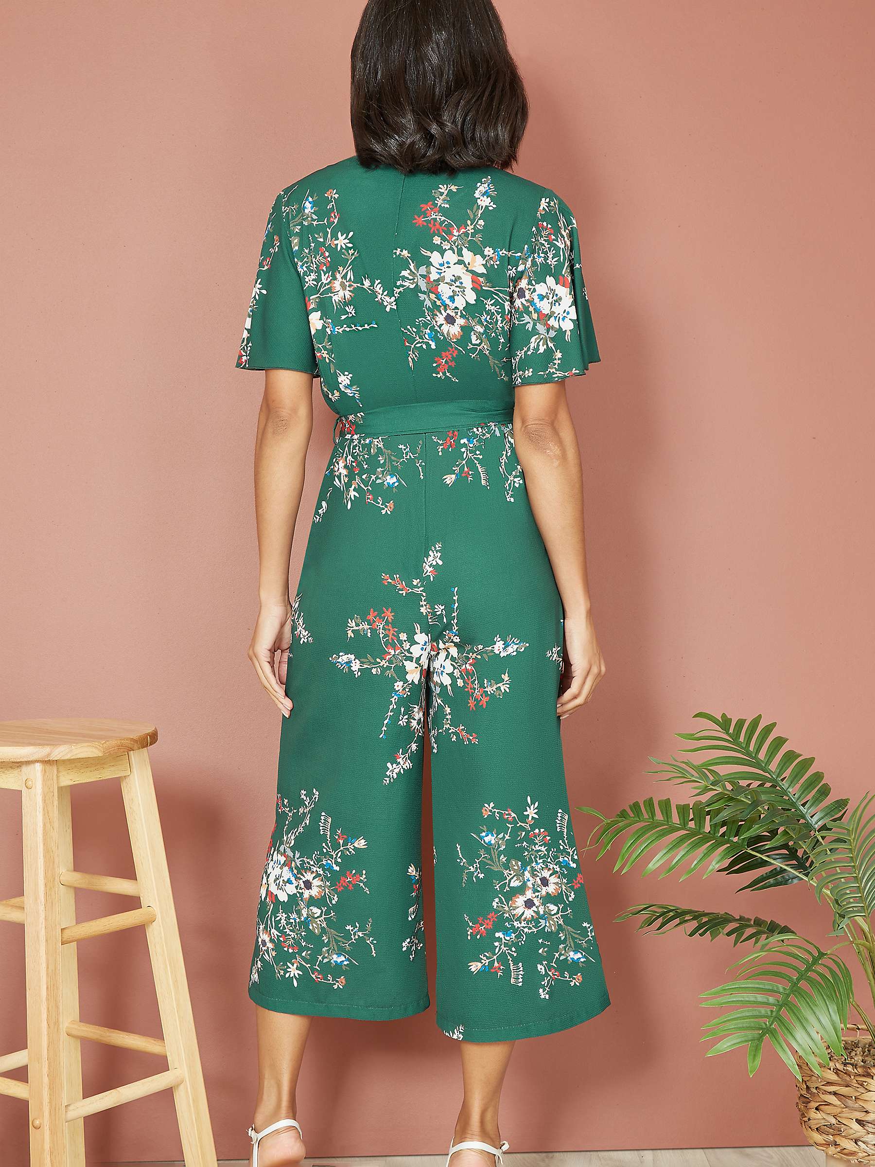 Buy Mela London Mela Floral Print Culotte Jumpsuit, Green Online at johnlewis.com