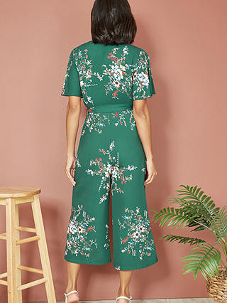 Mela London Mela Floral Print Culotte Jumpsuit, Green