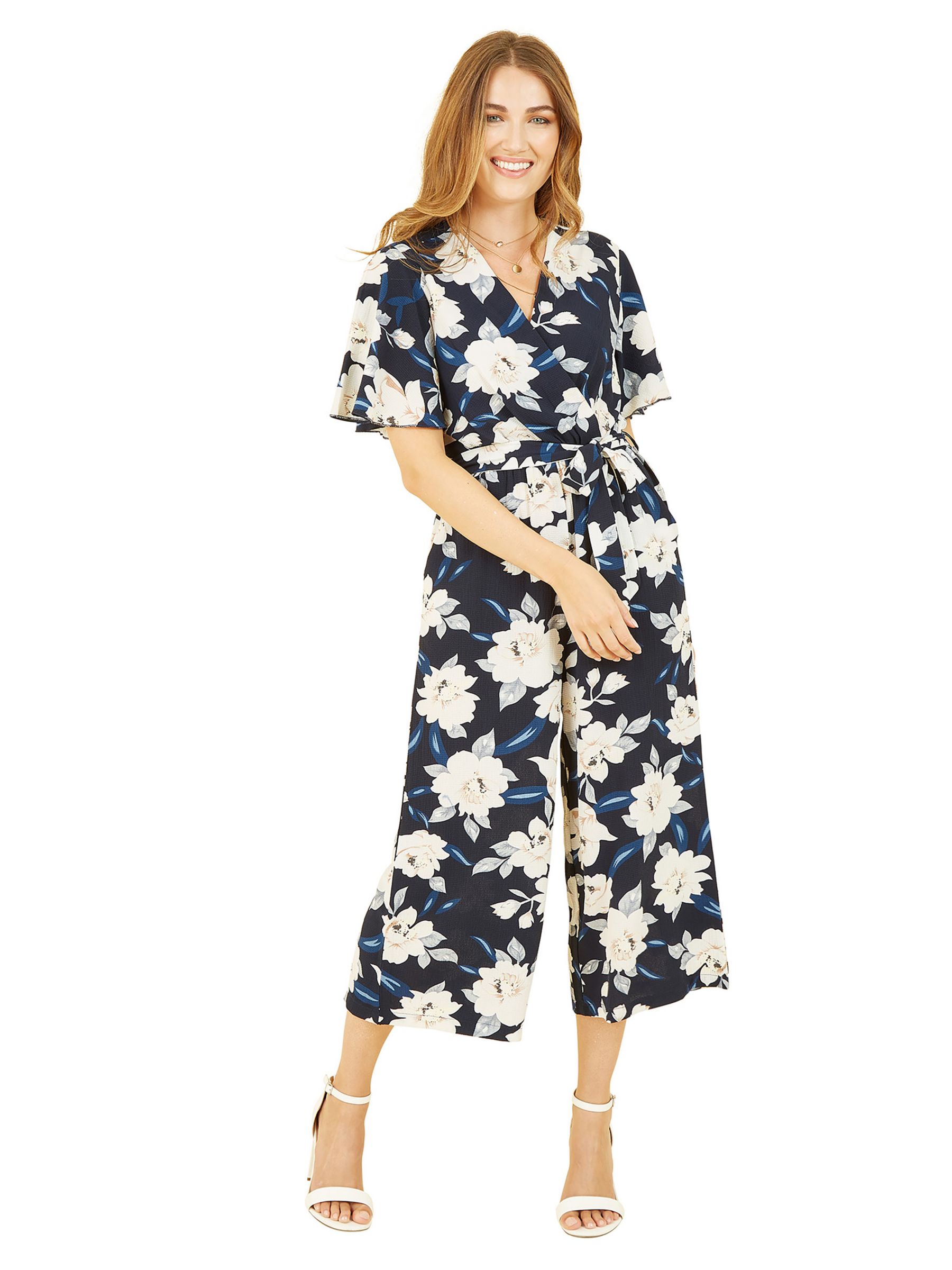 Mela London Mela London Floral Print Jumpsuit, Navy at John Lewis