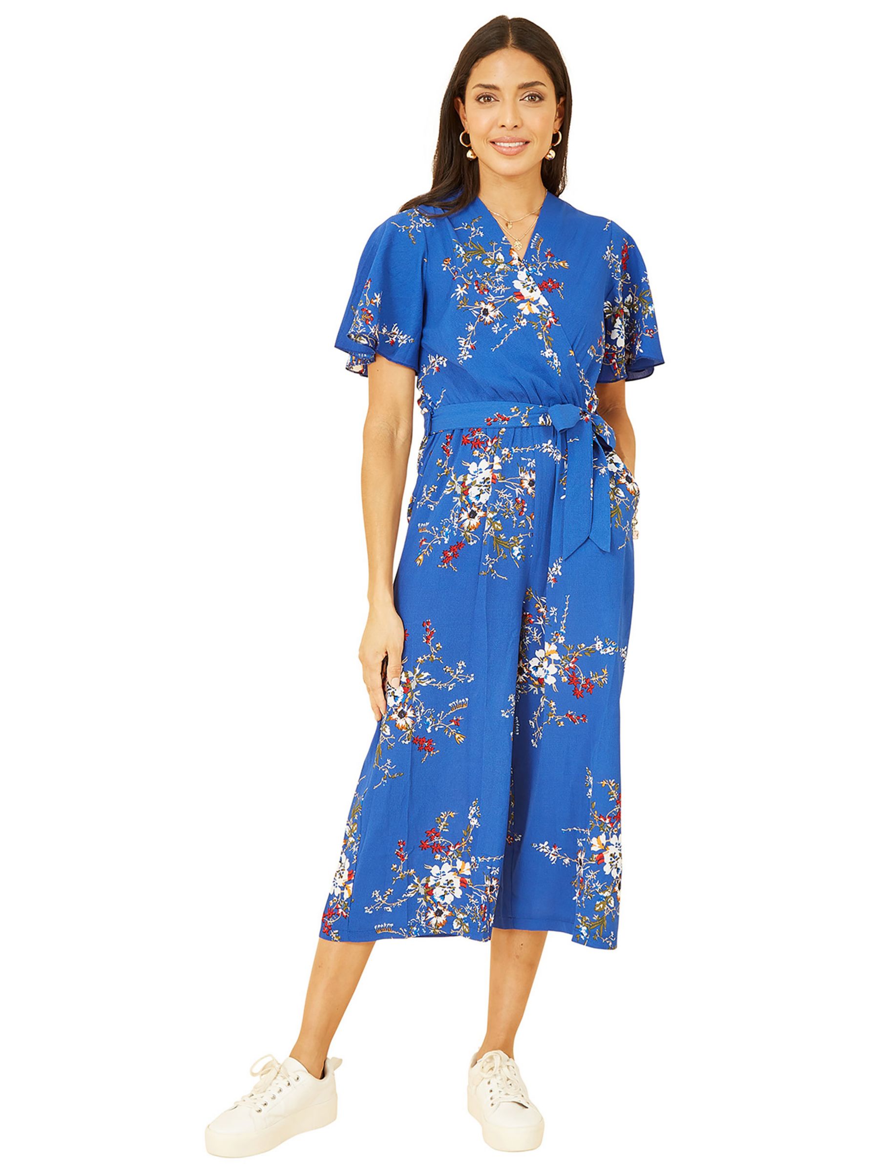 Mela London Floral Print Wrap Jumpsuit, Blue, 8