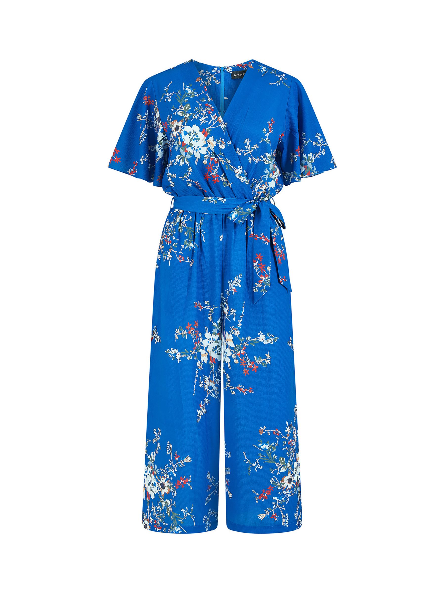 Mela London Floral Print Wrap Jumpsuit, Blue at John Lewis & Partners