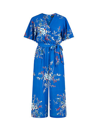Mela London Floral Print Wrap Jumpsuit, Blue