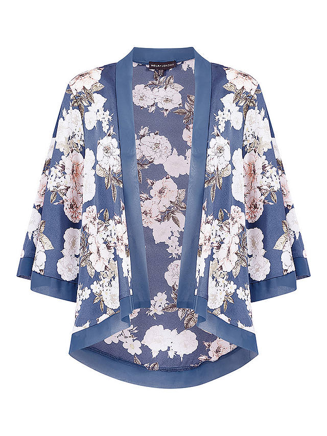 Mela London Floral Satin Kimono, Blue