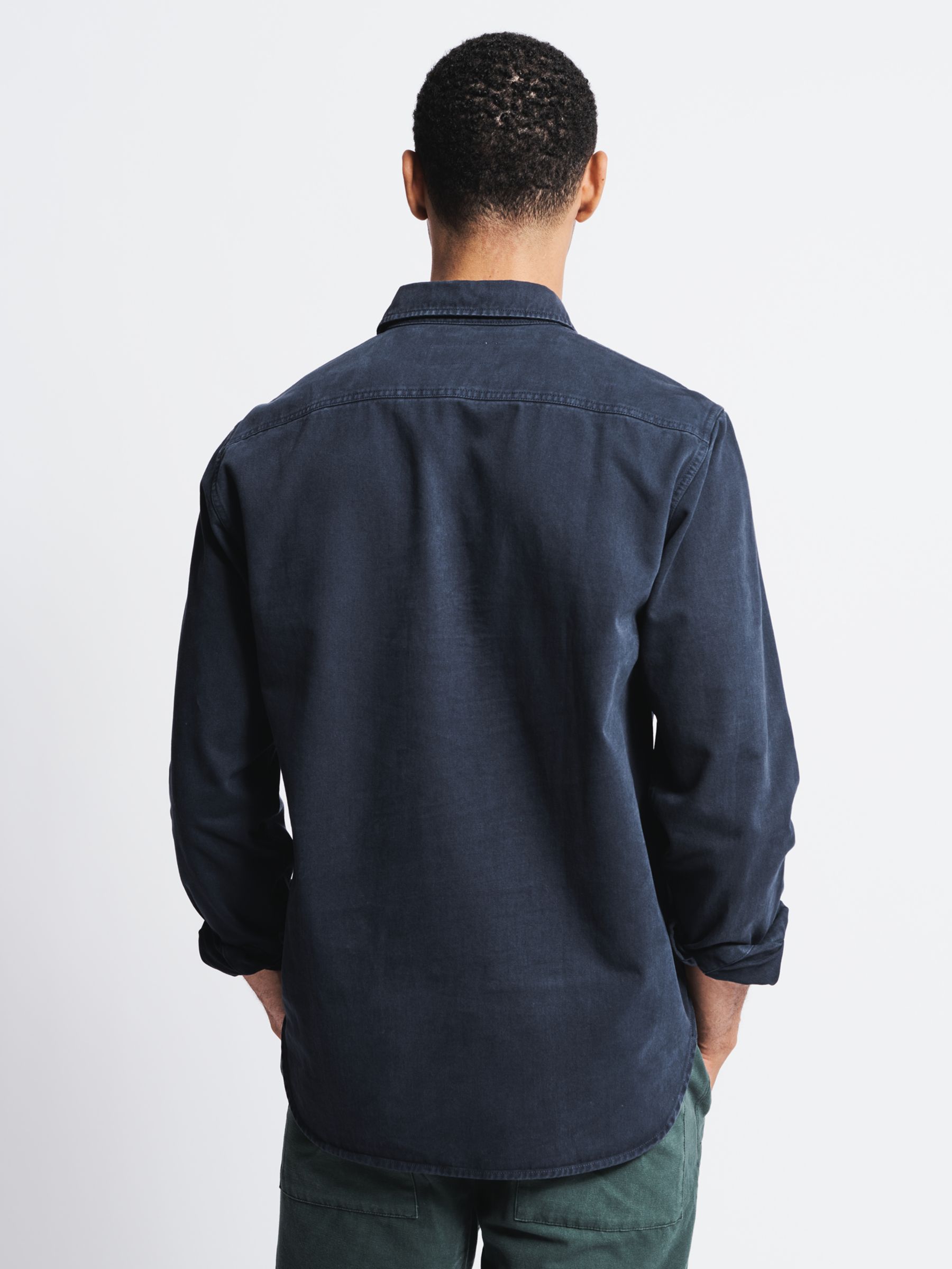 Aubin Normanby Cotton Twill Shirt, Navy