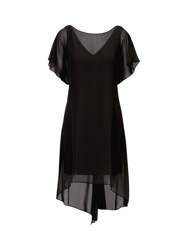 Adrianna Papell Chiffon Overlay Draped Dress, Black