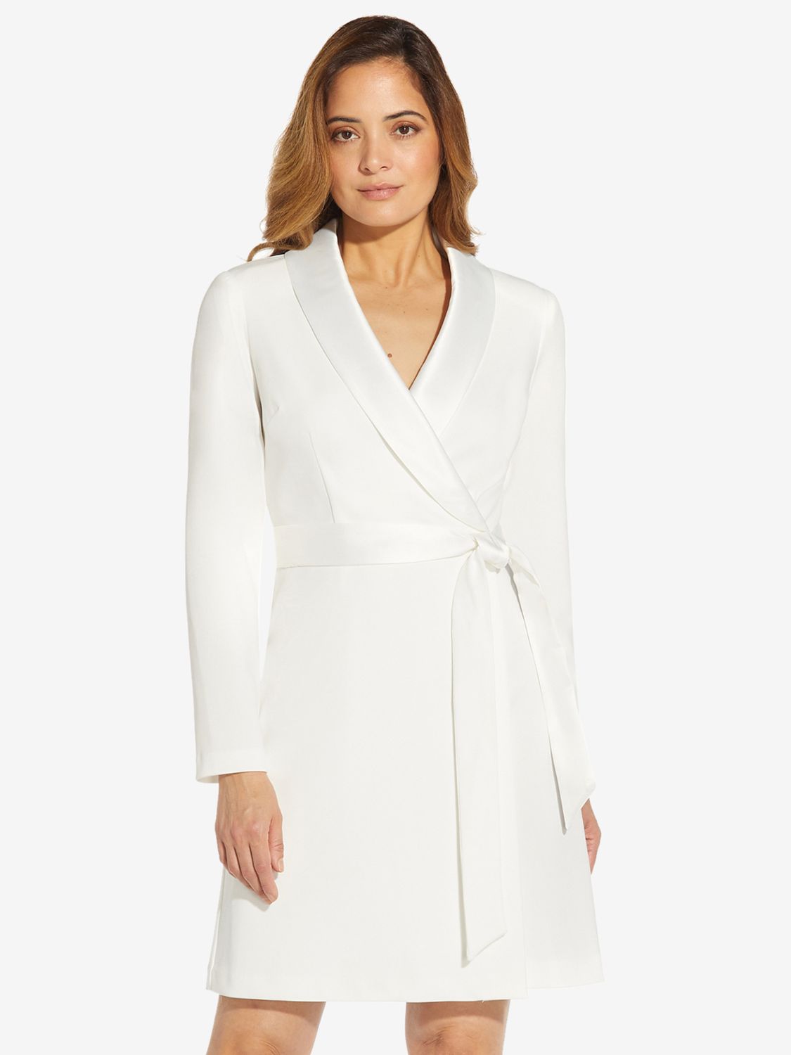 Adrianna Papell Knit Crepe Tuxedo Dress Ivory 6