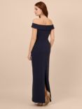 Adrianna Papell Metallic Knit Draped Maxi Dress, Light Navy