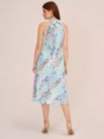 Adrianna Papell Watercolor Floral Midi Dress, Light Blue/Multi