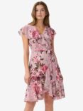 Adrianna Papell Floral Faux Wrap Dress, Blush/Multi