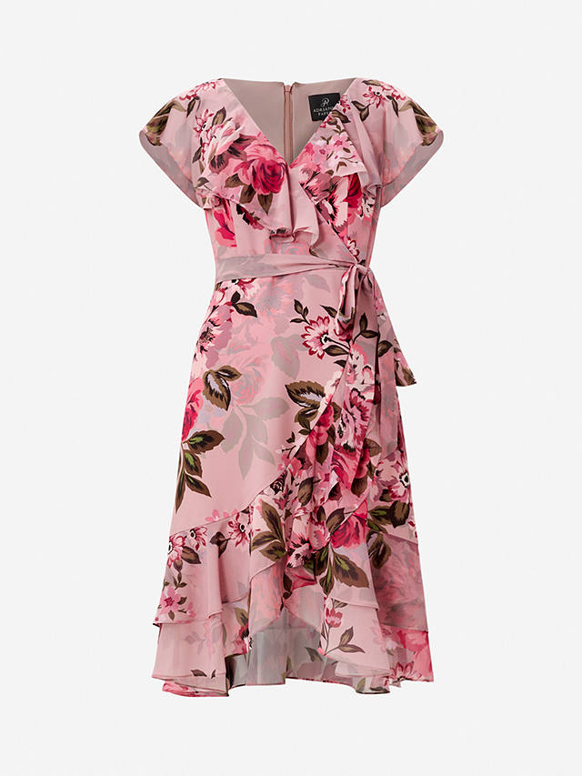 Adrianna Papell Floral Faux Wrap Dress, Blush/Multi at John Lewis ...