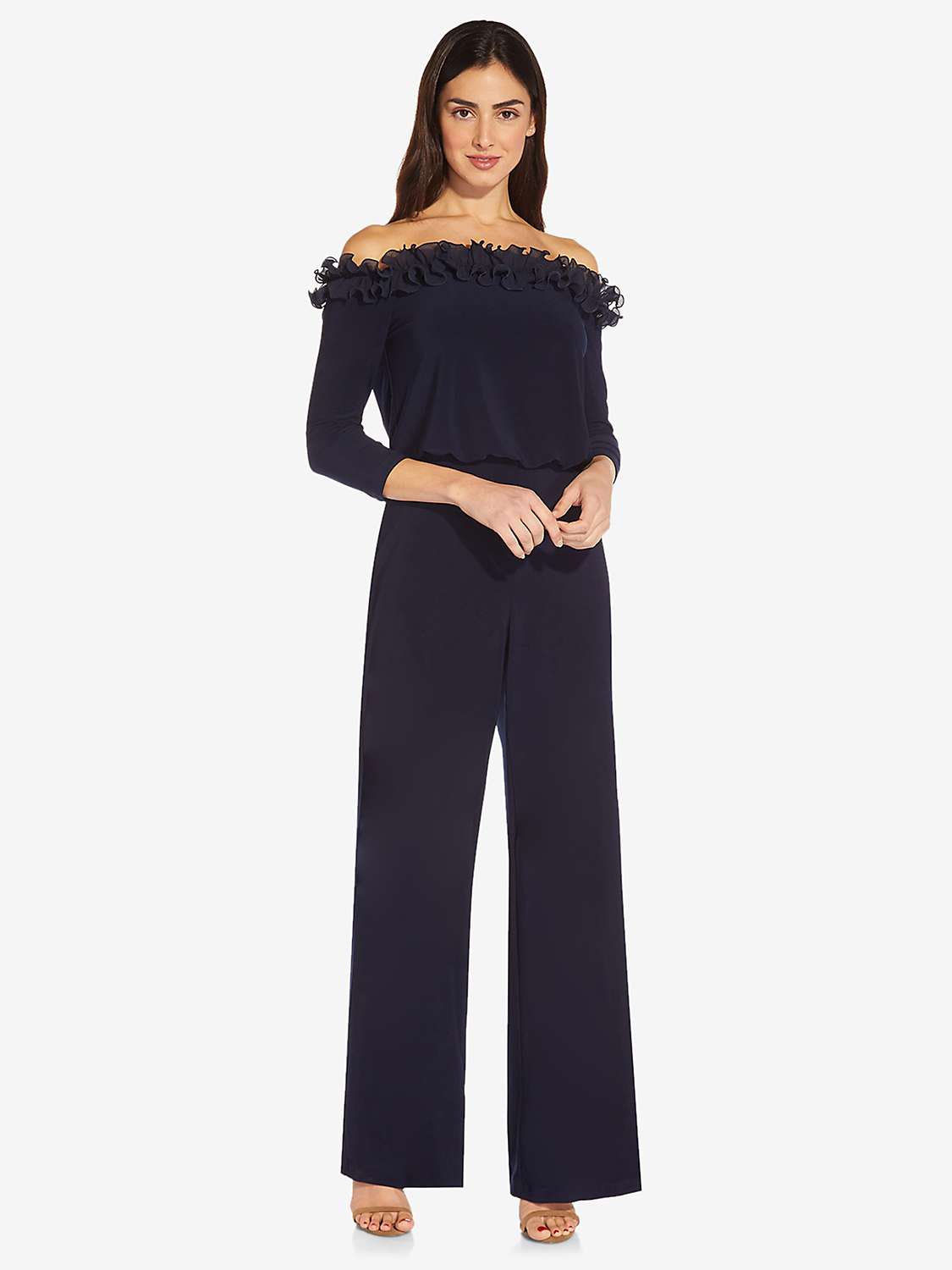 Buy Adrianna Papell Ruffled Blouson Jumpsuit, Navy Online at johnlewis.com