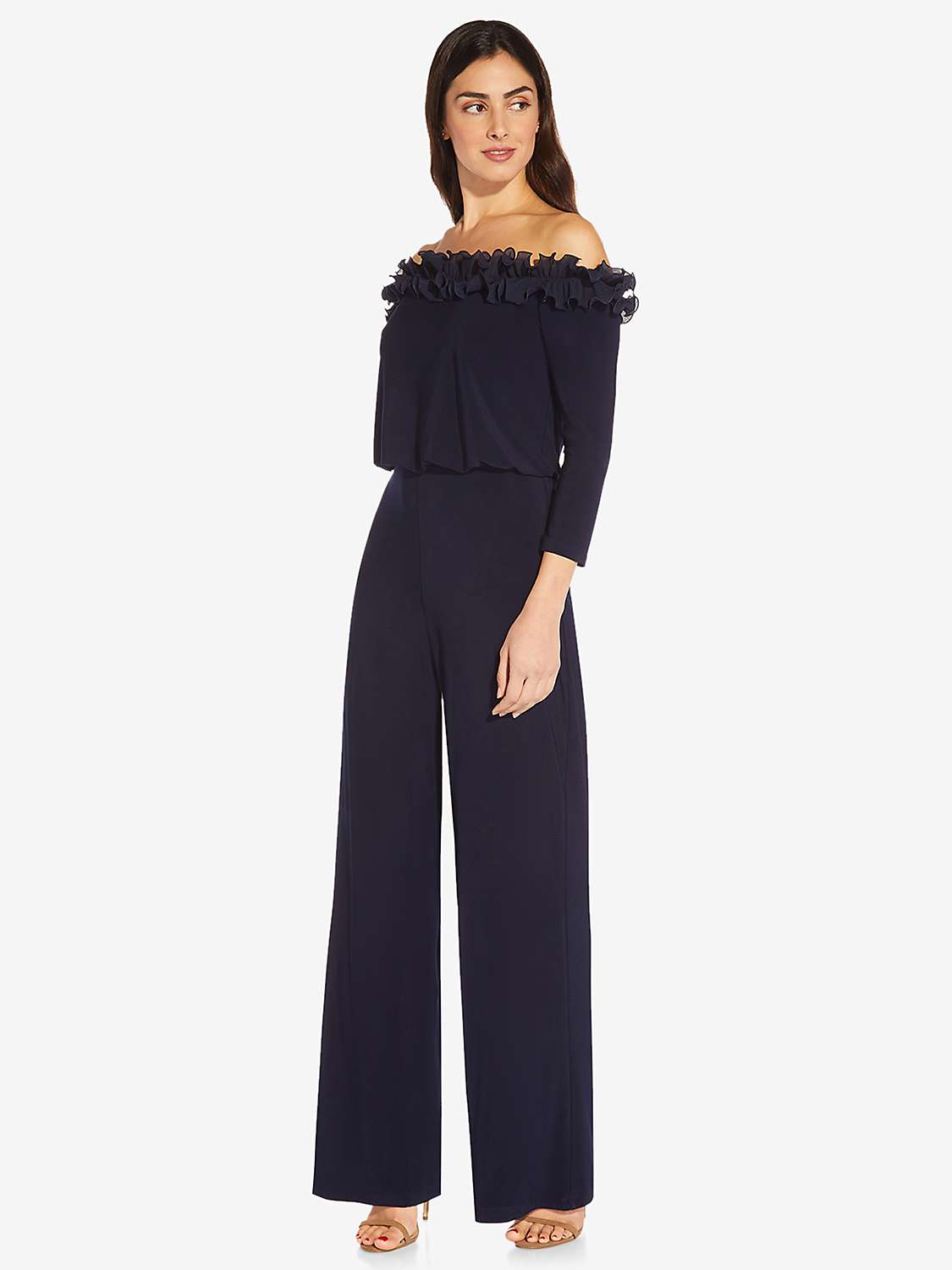 Buy Adrianna Papell Ruffled Blouson Jumpsuit, Navy Online at johnlewis.com