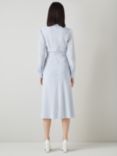 L.K.Bennett Marcellin Midi Tie Stripe Silk Dress, Pale Blue/White