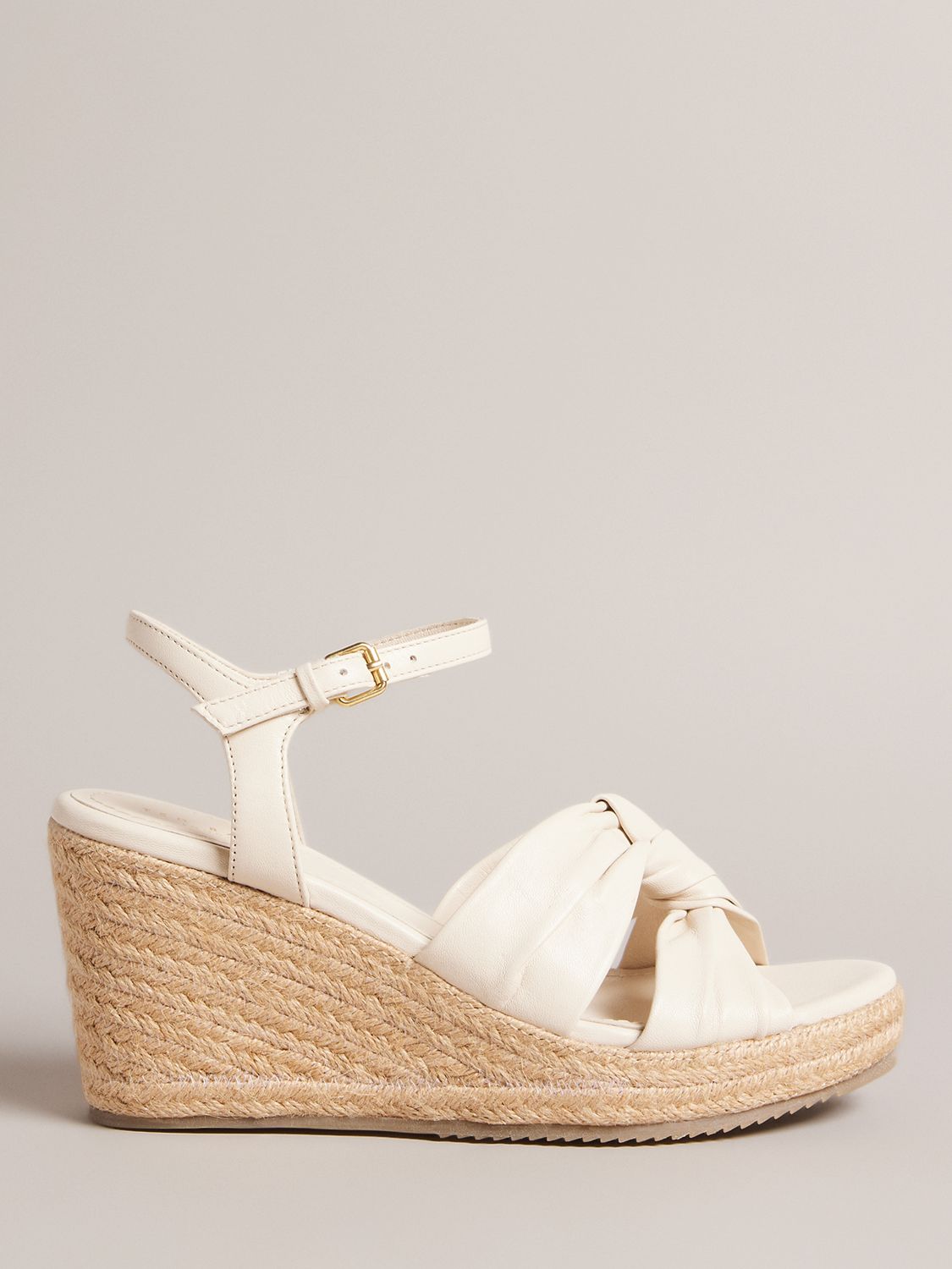 Ted Baker Carda Knotted Leather Wedge Espadrille Sandals, Ivory