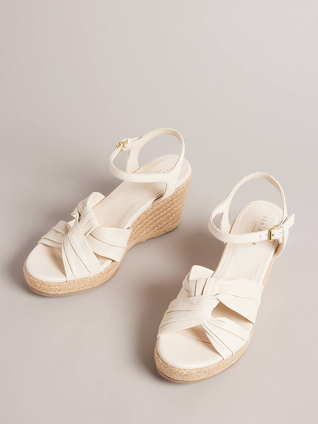 Ted Baker Carda Knotted Leather Wedge Espadrille Sandals, Ivory at John ...