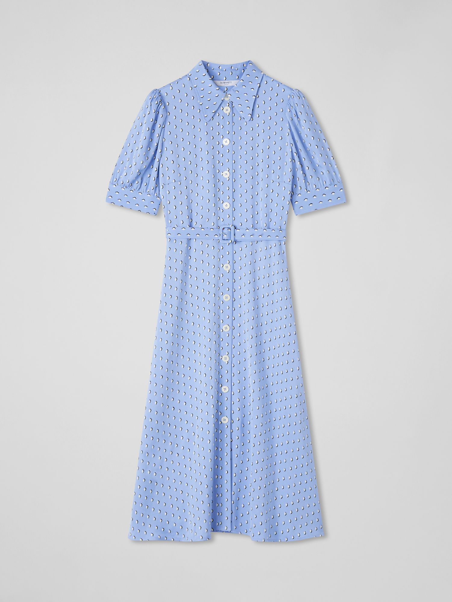 L.K.Bennett Valerie Diamond Print Shirt Dress, Blue/Cream at John Lewis ...