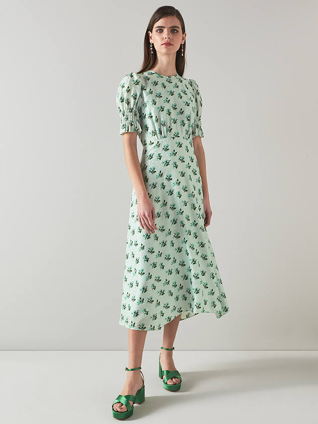 L.K.Bennett Tabitha Midi Dress, Green at John Lewis & Partners